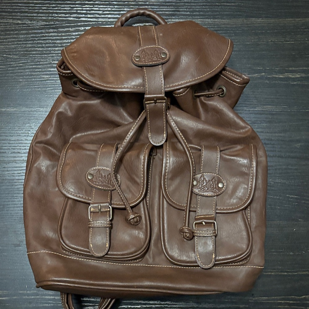 Classic Brown Leather Backpack